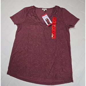 Ella Moss Lace V Neck Top Medium